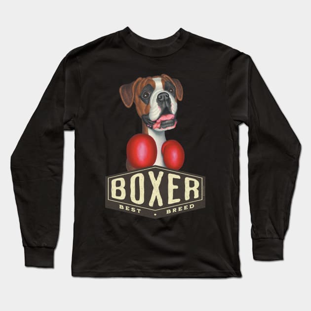 Boxing Boxer Dog Hexagon Sign Long Sleeve T-Shirt by Danny Gordon Art